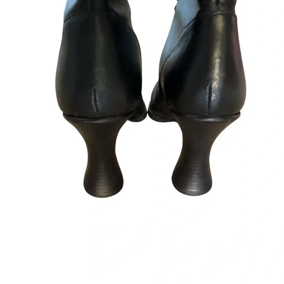 Vintage 80s Euro Club Victorian Style Black Leather LaceUp Granny Boots Goth 8.5 - Picture 7 of 12